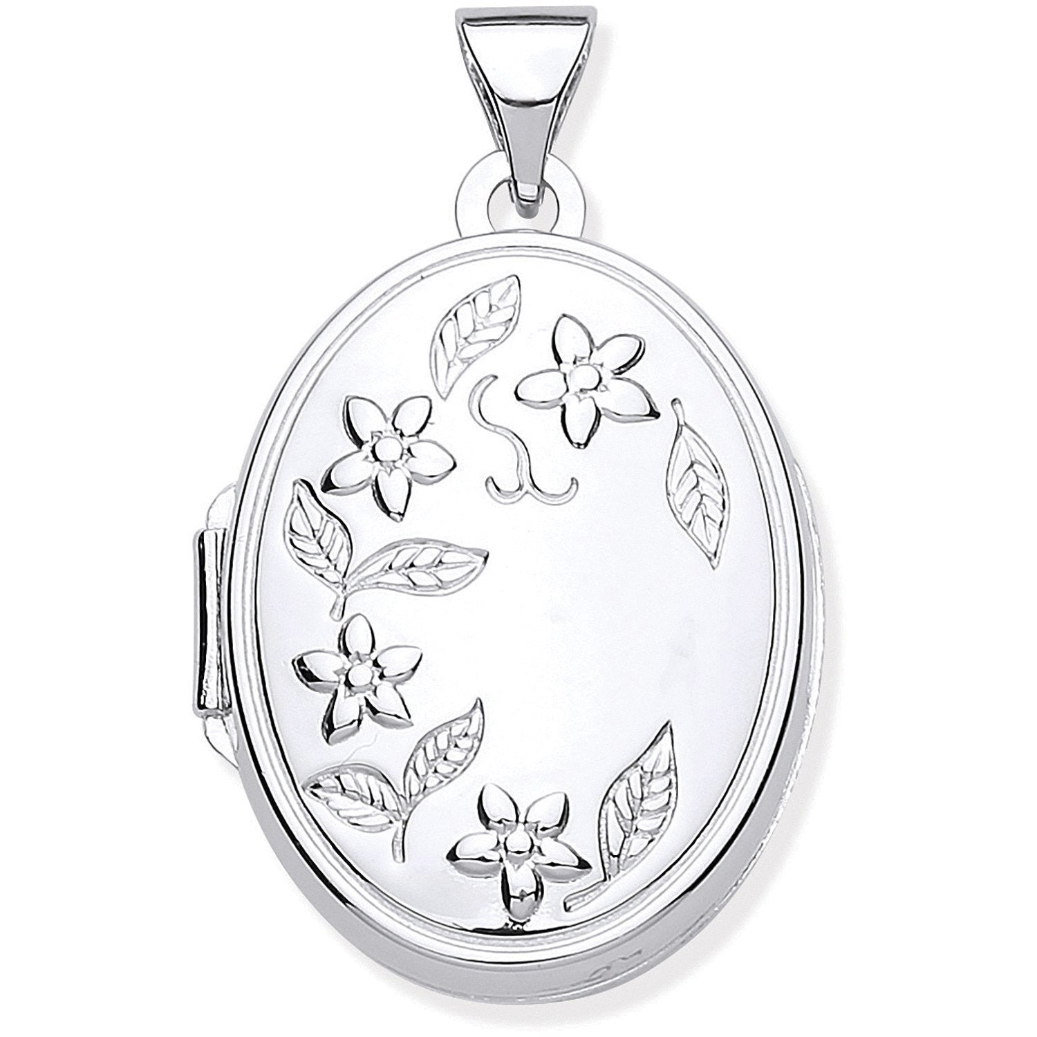 Silver Engraved Flower Oval Locket - Luxury Watch - Certified Authentic - Swiss Made – Luxury Watch by Imperial Time U